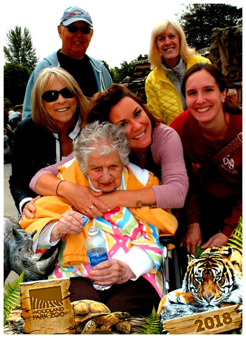 Group of diverse people with elderly women