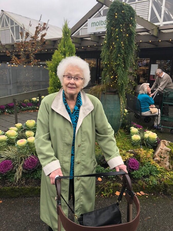 Elderly woman with white hair